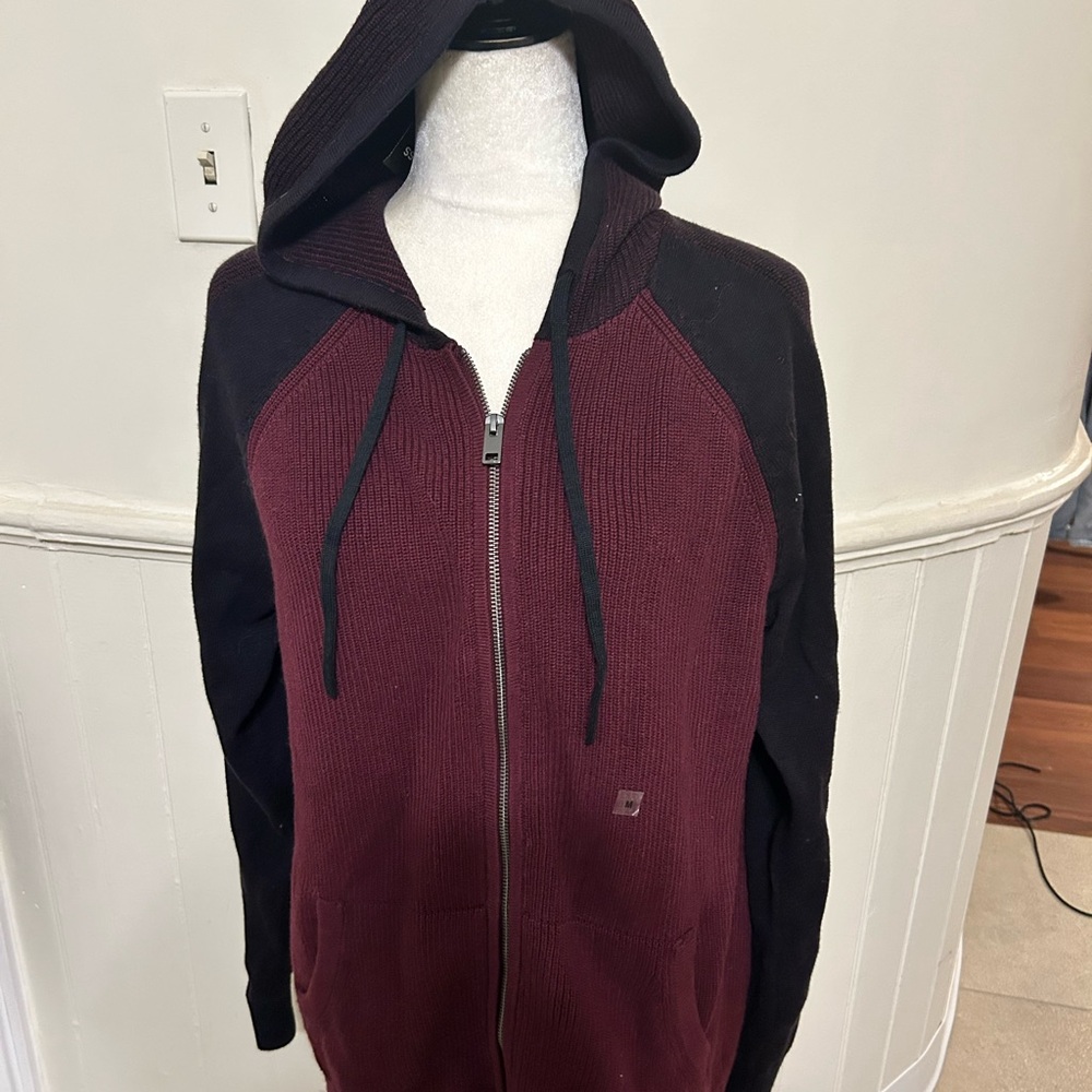 Express  Zip-Up Sweater in Burgundy/Black/Men’s Medium/NWT